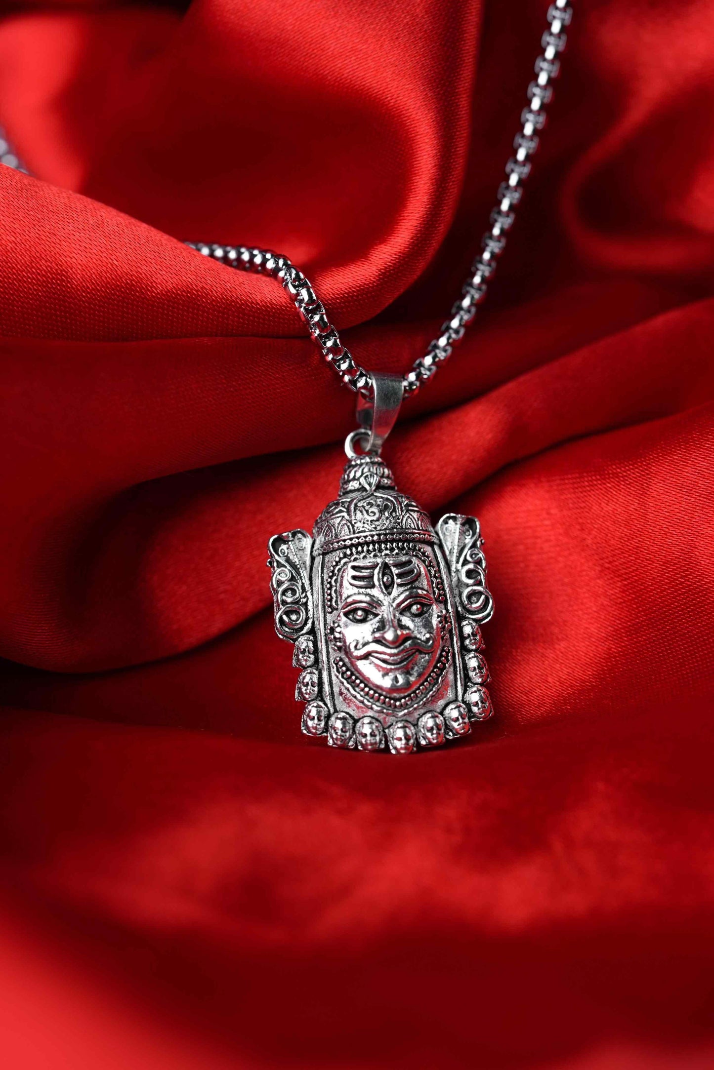 Silver Mahakal Pendant WIth Chain